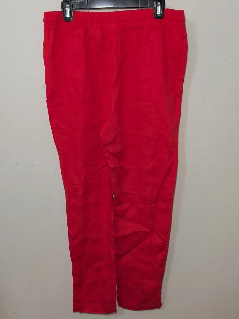 H&M 100% Linen Tapered Pull-on Pants Red High Waist Tomato Girl Women's Size M
